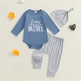thumbnail image 2 of Wonitaaizi Little Brother Newborn Outfit Baby Boy T Shirt Romper Long Pants Set Hat Infant Little Summer Clothes(0-1 Months,Blue), 2 of 5
