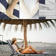 thumbnail image 2 of Outdoor Lounge Chair Cushions, 72×21×3in High-Density Foam Chair Cushion with Ties and Pillow, Anti-fading Patio Chaise Lounge Cushions for Pool & Beach（2pc, Navy blue white stripes）, 2 of 6
