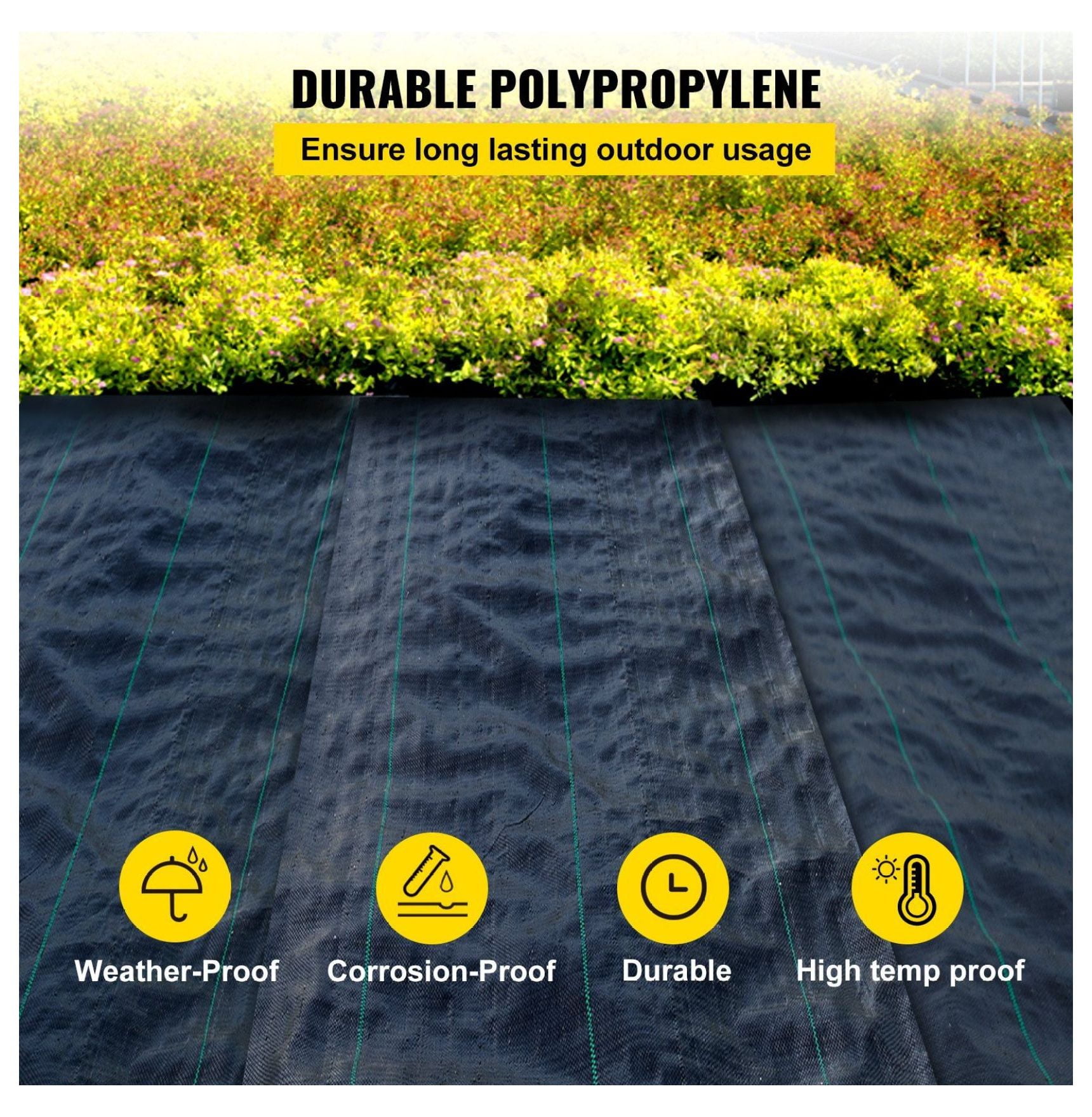 Weed Barrier Fabric 3x50ft, 5oz Heavy Duty Weed Control Fabric, Landscape Fabric for Garden Beds, Geotextile Ground Cover for Underlayment