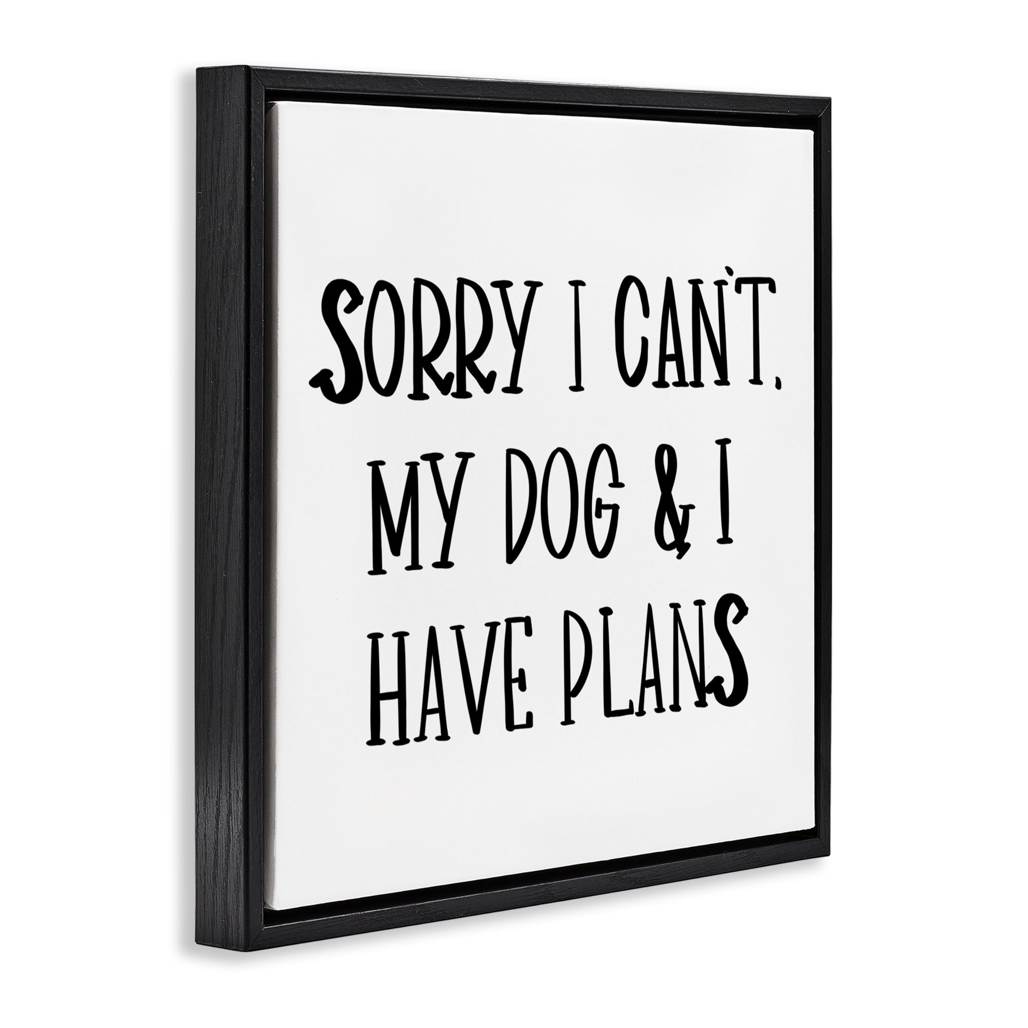 Stupell Industries Plans With Dog Text & Numbers Painting Black Floater Framed Canvas Art Print Wall Art, 25 x 25