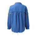 thumbnail image 3 of Vedolay Women's Coat Womens Casual Long Sleeve Coat with Fringe Rhinestones Jean Jacket,Blue XL, 3 of 5