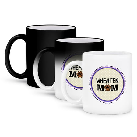 

3dRose Wheaten Dog Mom - Soft Coated Wheaten Terrier - Doggie mama by breed - doggy lover paw print - owner 11oz Magic Transforming Mug