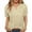 Yellow, variant on Ltctricy Women's 3/4 Sleeve Tops Casual V Neck Quarter Button Solid Color Cotton Linen T Shirts Soft Tunic Blouses