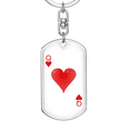 thumbnail image 5 of Queen of Hearts Gambler Plain Stainless Steel or 18k Gold Premium Swivel Dog Tag Keychain, 5 of 16