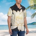 thumbnail image 2 of Lsque Golden Lotus pattern Hawaiian Shirt for Men, Unisex Summer Beach Casual Short Sleeve Button Down Shirts-3X-Large, 2 of 9