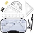 thumbnail image 1 of Shiyou-Ensemble de Compresses 7 Pcs Kit de Géométrie Mathématique avec Boîte de Rangement Incassable-Compass, Tracteur, Règles, Recharges de Crayon, Gomme pour Étudiants et Dessin d'Ingénierie, 1 of 4