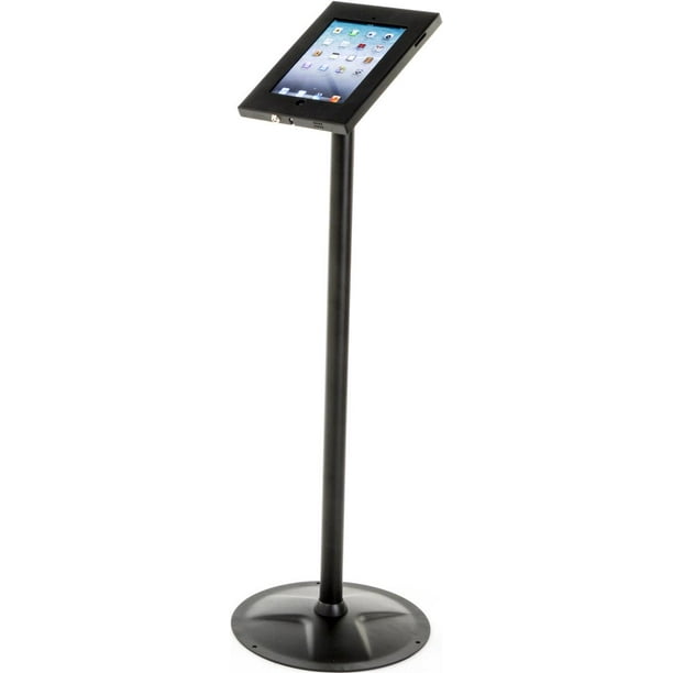 iPad and Tablet Floor Stand, Locking, 360degree Rotating Enclosure, Cable Management (Black