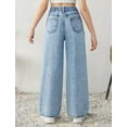 thumbnail image 4 of OYYN Girls High Waisted Baggy Jeans Wash Distressed Ripped Wide Leg Denim Pants for Kids Streetwear & School, 4 of 7