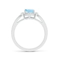 thumbnail image 2 of ANGARA Natural Inspired Cushion 1.2 ct Aquamarine Ring with Diamond Halo in 14K White Gold for Women (Size-8x6mm) | March Birthstone, Anniversary, Jewelry Gift for Women | Natural Aquamarine Ring, 2 of 8