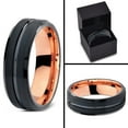 thumbnail image 4 of P. Manoukian Tungsten Wedding Band Ring 6mm for Men Women Black & 18K Rose Gold Plated Beveled Edge Brushed Polished Lifetime Guarantee Size 11, 4 of 4