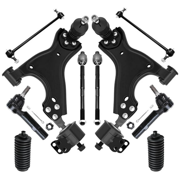 Detroit Axle - Front 10pc Suspension Kit for Buick Enclave Chevy Traverse GMC Acadia Limited Saturn Outlook, 2 Lower Control Arms 2 Sway Bars 4 Outer Inner Tie Rods 2 Boots Replacement