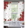thumbnail image 3 of Red Roses Valentine's Day Semi Sheer Curtains 63 Inch Length 2 Panels Set, Spring Floral Farmhouse Sheer Kitchen Curtain Privacy Voile Window Curtain for Living Room Bedroom Rod Pocket Drapes, 3 of 7