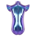 thumbnail image 4 of Hansber Girls Gymnastics Leotard Metallic Shiny Flying Sleeve Mock Neck Dance Bodysuit One Piece Tumbling Outfit Blue 8, 4 of 7