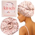 thumbnail image 1 of Kitsch Gorros de Ducha de Lujo para Mujer, Reutilizables E Impermeables Forrados En Sat&eacute;n Flexible, Gorro de Ducha Grande para Hombre, Antideslizantes, de Secado R&aacute;pido, Ajustabl, 1 of 8
