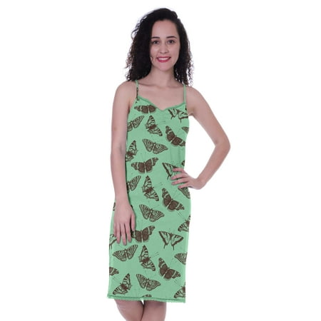 

Moomaya Printed Spaghetti Strap Nightgown For Womens Lace V-Neck Sleepwear Nightdress