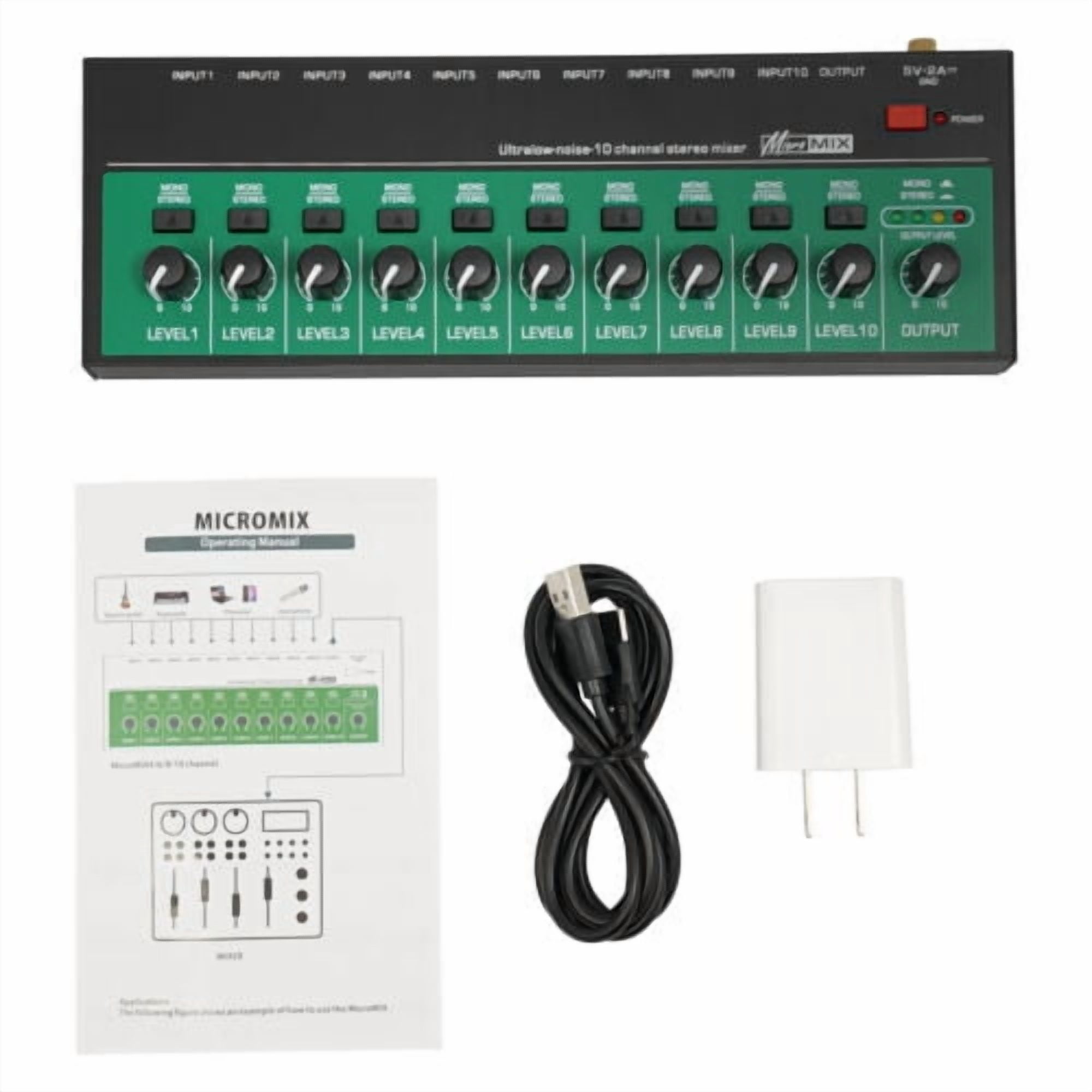 TFCFL 10 Channel Audio Mixer Professional Live Studio Mixing Console w/ USB Charging Cable & Plug