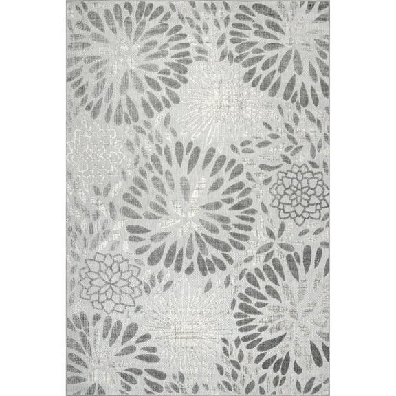 nuLOOM Monique Floral Indoor/Outdoor Area Rug, 4' x 6', Light Gray