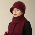 thumbnail image 2 of Women Elegant Fuzzy Winter Hat with Flower Decoration - Thick Warm Fleece Lined Beige/Pink/Brown/Navy Blue/Black - Women Hat, 2 of 7