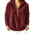 thumbnail image 2 of ClodeEU Women's Half Zip Hooded Reversible Fleece Long Sleeve Sweatshirt ,Casual Pullover Top ,Women's Plus S, 2 of 5