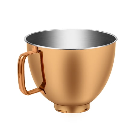 Copper Color 18/8 Stainless Mixing Bowl for Kitchen Aid 4.5-5 Qt Tilt Head Mixer, Heavy Duty Extra Mixer Bowl Fits K45SS KSM75, KSM90, KSM150, Dishwasher Safe, Silicone Scraper, Ergonomics Handle