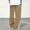 thumbnail image 7 of Riecok Mens Cargo Sweatpants with Pockets Open Bottom Elastic Waist Drawstring Pants Pull on Wide Leg Sweat Pant Workout Fall Trouser Khaki L, 7 of 7