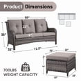 thumbnail image 7 of Unnifurnzi Outdoor Patio Furniture-3 Seater Outdoor Rattan Wicker Sofa Patio Couch with Ottoman for Porch Deck Garden Backyard-Gray/Gray, 7 of 7