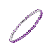 Women's Finecraft Natural Amethyst Tennis Bracelet in 14kt White Gold, 7"