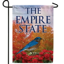 America Forever New York State Garden Flag- 12.5 x 18 inches- New York Bluebird & Roses USA Regional Yard Outdoor Decorative Double Sided Flag