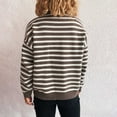 thumbnail image 3 of Women Contrast Striped Pullover Sweater 2025 Fall Outfits Oversized Crew Neck Knit Jumper Tops, 3 of 5