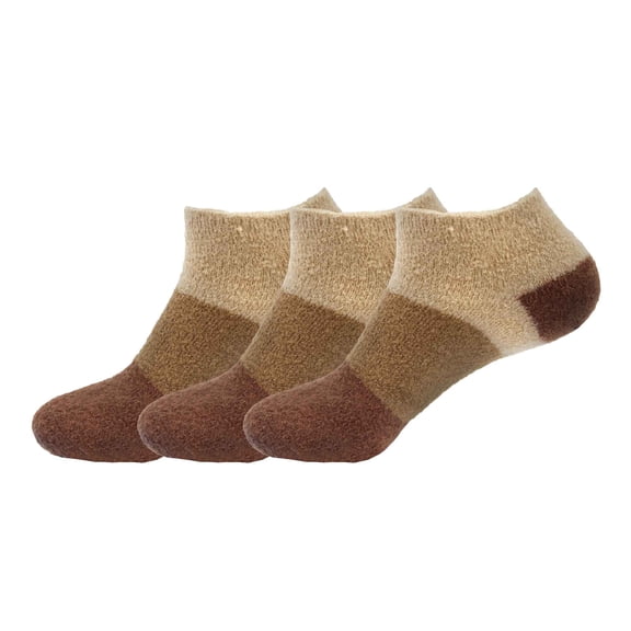 BambooMN Women's Fuzzy Aloe Infused Soft Nylon Spa Socks - Brown - Regular - 3 Pairs