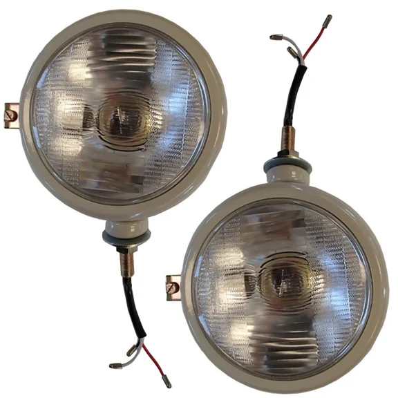 ​​Pair of 12V Round Headlights - Left & Right Side Compatible with Ford Tractor Models 2N, 8N, 9N, 600, 800, NAA (Replacement for 310066F)​​
