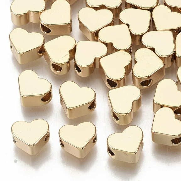 Brass Beads Heart Nickel Free Real 18K Gold Plated 6x7x3.5mm Hole: 1.8mm Material Brass