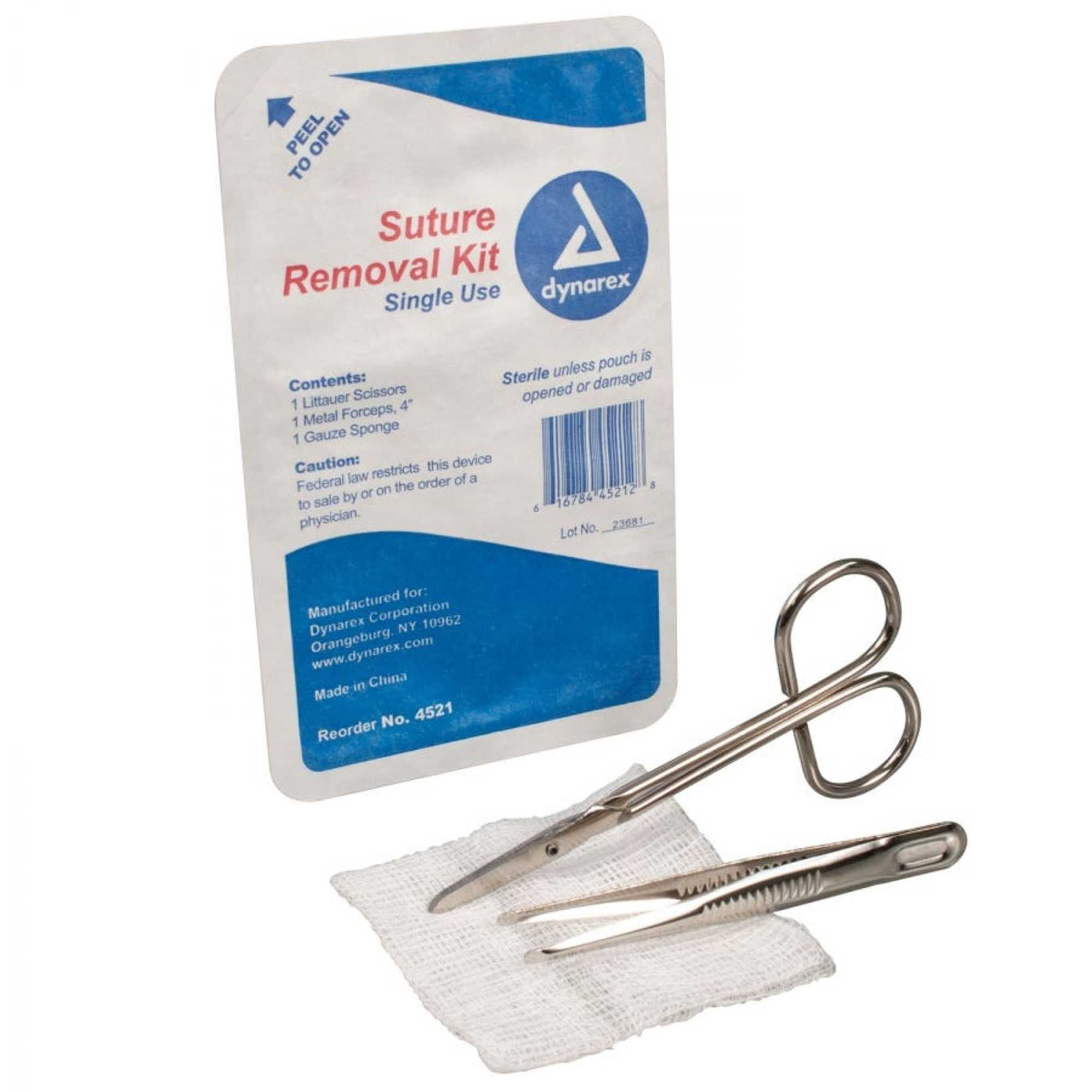 Dynarex Suture Removal Kit Removable Tyvek Lid, Sterile, 1 Count
