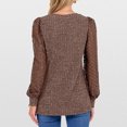 thumbnail image 5 of Women's Fall Summer Crochet Hollow Out Long Sleeve Pullover Sweater Casual V Neck Side Split T-Shirts Knit Tops, 5 of 5