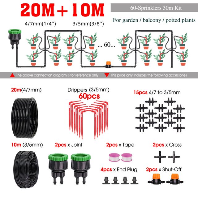 Garden Automatic 4/7mm to 3/5mm Hose Emitter Watering Drip Irrigation System Bluetooth&Wifi-compatible Timer Kit for Greenhouse He Qiyong unisex