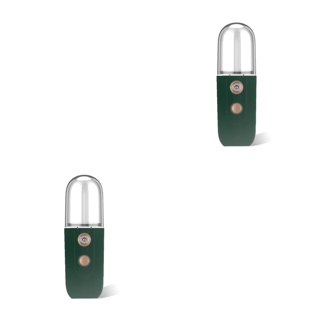 Inteprter Mini 30ML USB Recargable Humidificadores Difusor Facial Plástico Aerosol Pulverizador Hidratante Mano Máquina para el cuidado de la piel verde oscuro 2piezas