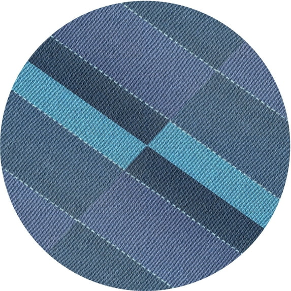 Ahgly Company Machine Washable Indoor Round Transitional Lapis Blue Area Rugs, 7' Round