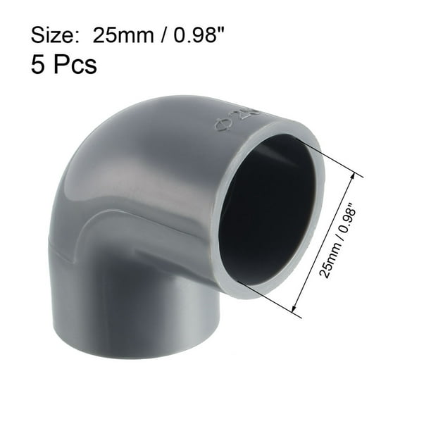 PVC Pipe Fitting 25mm Slip Socket 90 Degree Elbow Coupling Connector Gray 5  Pcs 