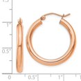 thumbnail image 5 of Auriga Fine Jewelry 14K Rose Gold 3mm Heart Tube Hoop Earrings (L-25mm, W-3mm) for Women, 5 of 5