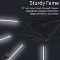thumbnail image 2 of CASAINC 15 ft. Iron Market Patio Umbrella with Base and Solar LED Strip Lights in Dark Gray, 2 of 11
