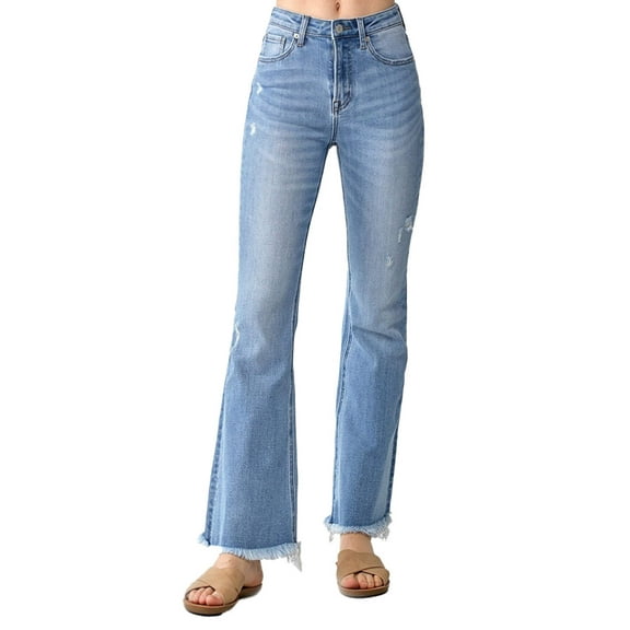 Risen Jeans - High Rise Vintage Frayed Hem Flare - RDP1277