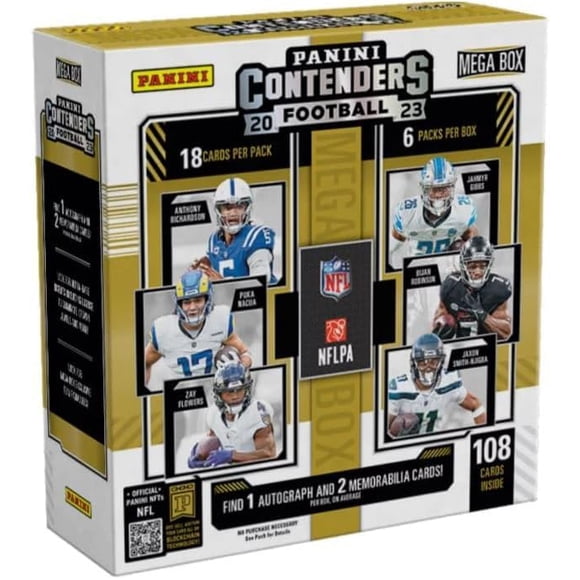 Caja de cartas coleccionables Panini 2023 Contenders Football Mega