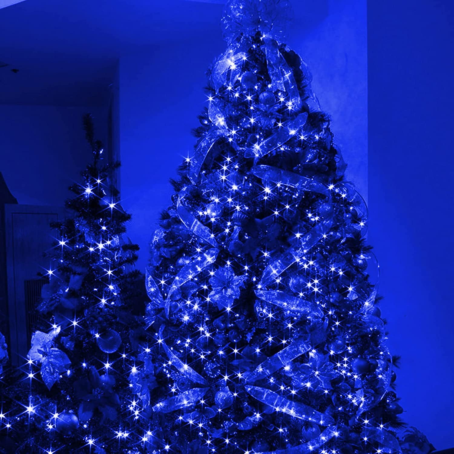 Battery Operated Christmas Lights, 16ft Green Wire 50 LED Fairy String Light with 8 Light Modes & Timer for Indoor Outdoor Xmas Tree Wedding Party Decoration (Blue)