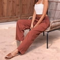 thumbnail image 2 of Women'S High Waist Wide Leg Pants Summer Flowy Beach Casual Pants with Pockets Wine Red L, 2 of 8