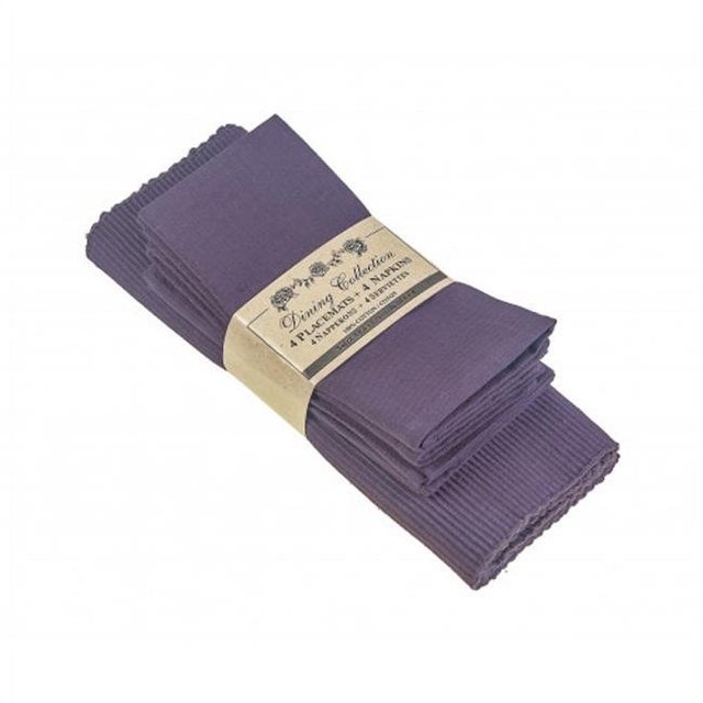 Mr. MJs Trading AG-05304 4 Placemats Plus 4 Napkins Set, Purple
