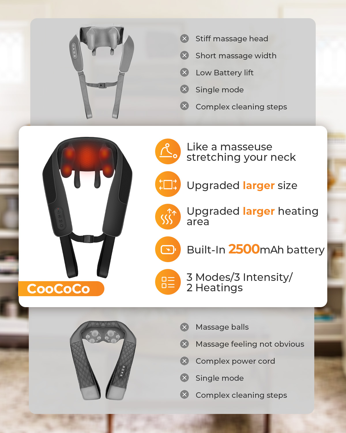 CooCoCo Cordless Neck Massager with Heat photo 8