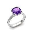 thumbnail image 4 of HeartsAndYou 1.7ct Natural Cushion Purple Amethyst & Diamond Ring Accent 14k SOLID White Gold, 4 of 9