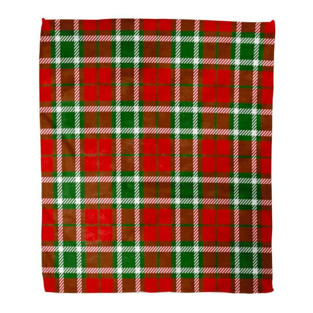ASHLEIGH Flannel Throw Blanket Red Christmas Tartan Green Plaid Pattern