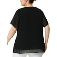 thumbnail image 3 of Unique Bargains Women's Plus Size Outfits Fashion Solid Pin Dots V Neck Top 3X Black, 3 of 6