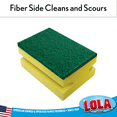 thumbnail image 3 of LOLA Heavy Duty Non-Scratch Scouring Sponge, Sponge Side Wipes & Protects Hands, Fiber Side Cleans & Scrubs, 3.75" x 2.75" x 1.875", 3 of 7